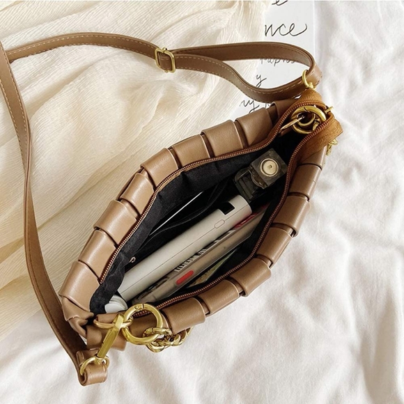 🔥 Weave Design Small PU Leather Clutch Crossbody Bags For Women Luxury - Picture 3 of 4